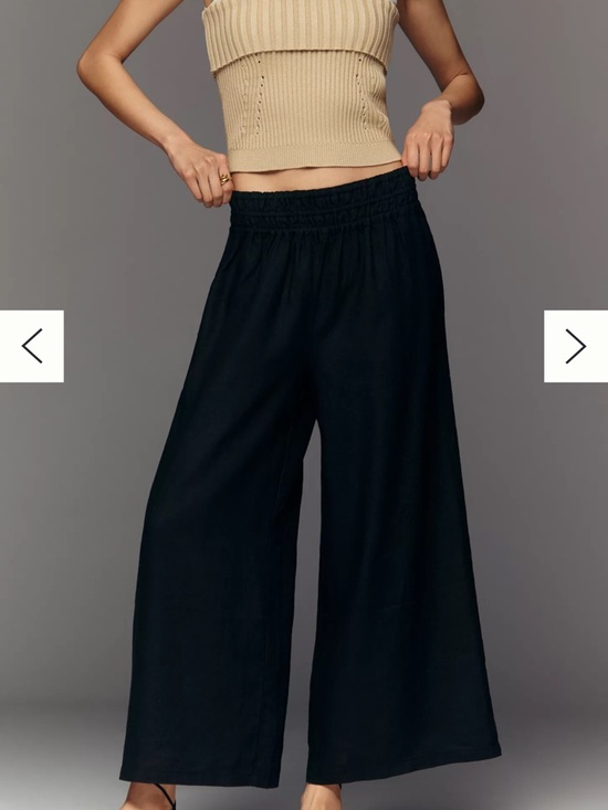 Anthropologie Pants - Anthropologie Black Wide-Leg Elastic Waist Pants 100% linen